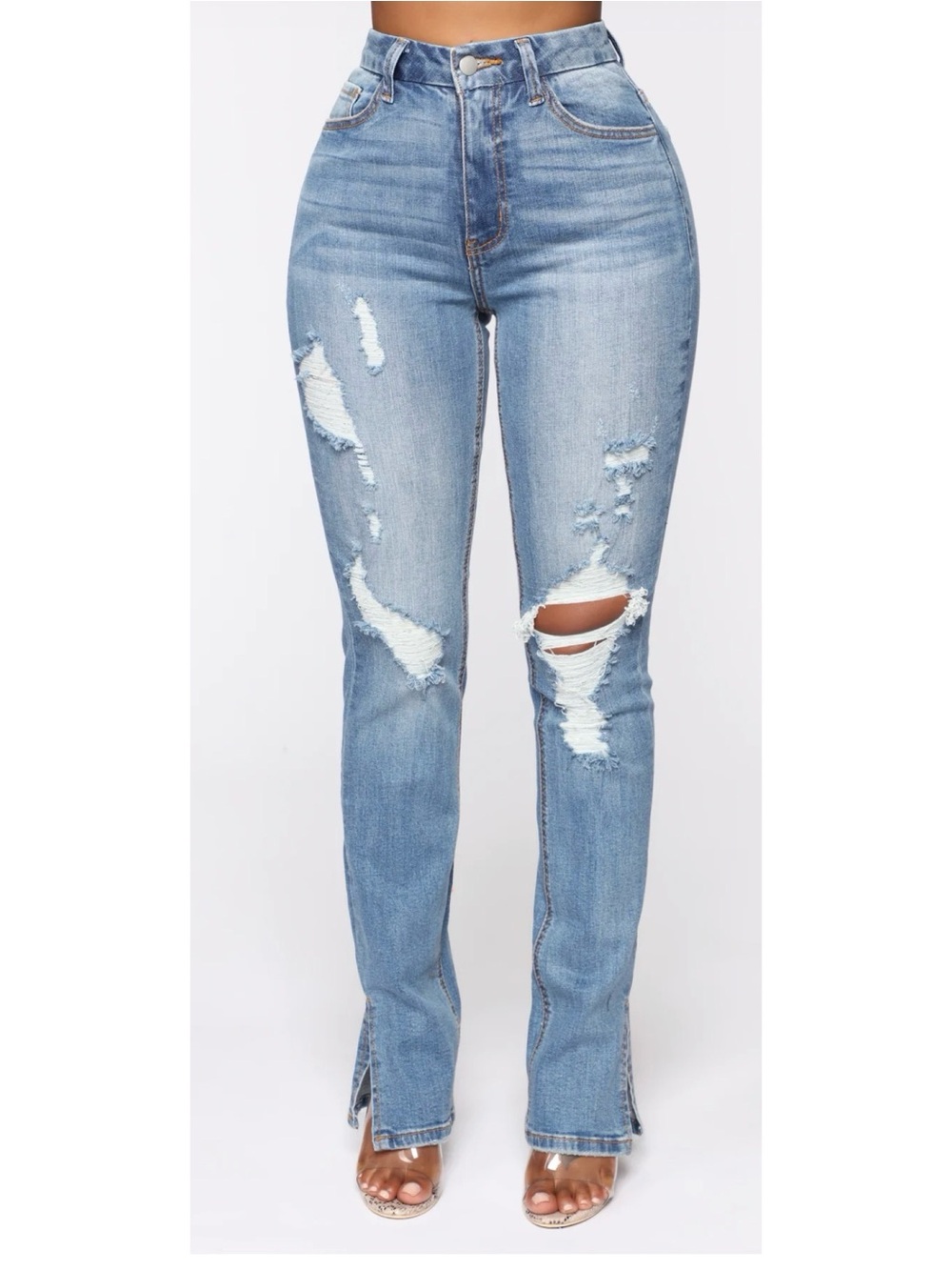 Fashion Nova Killing 'Em Kindly High Rise Jeans Medium Blue Wash
